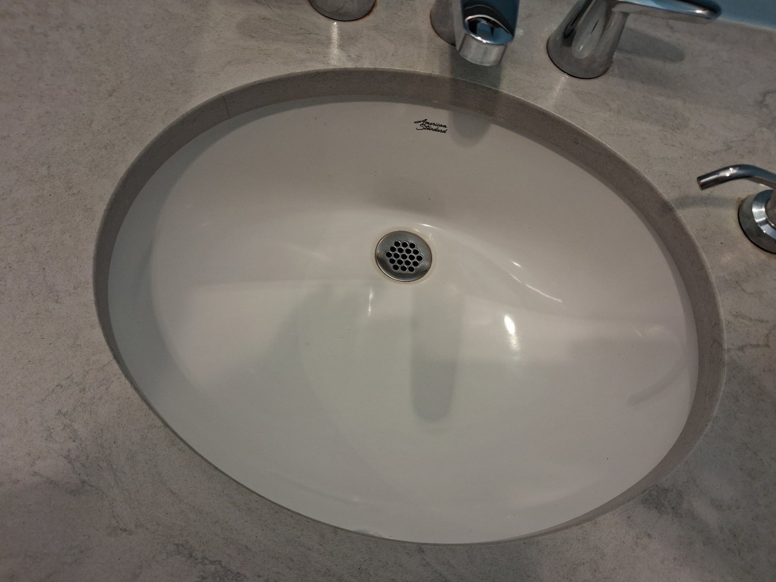 Restroom sink and surround cleaned as part of the restroom scope