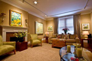 An organized and elegant living room maintained by housecleaning services