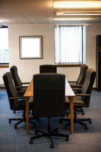 A cleaned meeting room by janitorial services